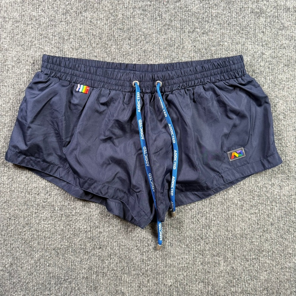 Addicted Swim Shorts Mens L Navy Blue Rainbow Pocket Mesh Lined Spain